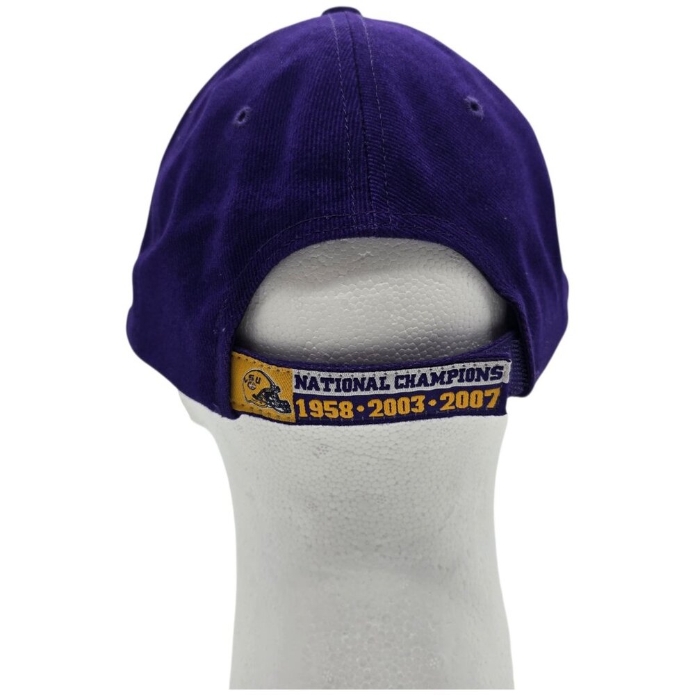 LSU 3-Time National Champions Adjustable Purple Baseball Cap Vintage Look - Picture 5 of 14
